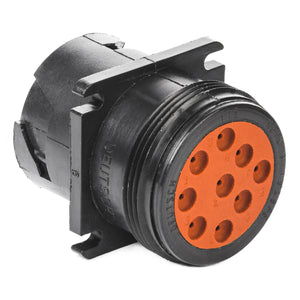 HD10-9-1939PE - HD10 Series - 9 Pin Receptacle  - Threaded Rear, J1939, Flange, Black