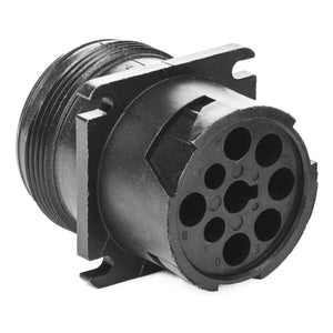 HD10-9-1939P - HD10 Series - 9 Pin Receptacle - Threaded Rear, J1939, Flange, Black