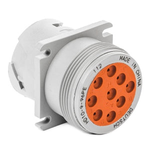 HD10-9-96PE - HD10 Series - 9 Pin Receptacle - Threaded Rear, Flange, Gray