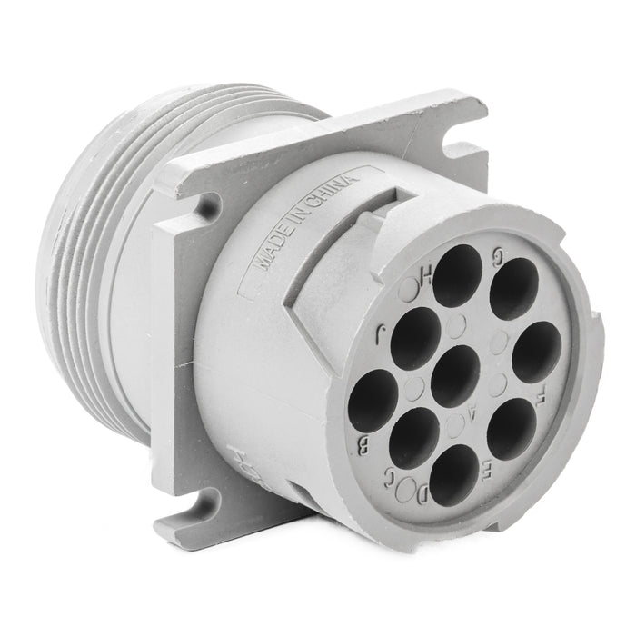 HD10-9-96PE - HD10 Series - 9 Pin Receptacle - Threaded Rear, Flange, Gray