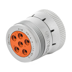 HD16-6-12S-B010 - HD10 Series - 6 Socket Plug - Non-Threaded Rear, With Coupling Ring, Gray