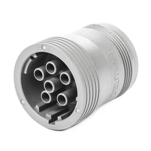 HD16-6-12S - HD10 Series - 6 Socket Plug - Threaded Rear, No Coupling Ring, Gray