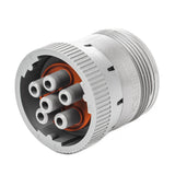 HD16-6-96S - HD10 Series - 6 Socket Plug- Threaded Rear, Gray