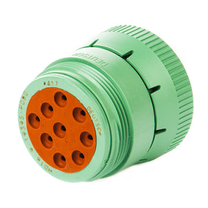 HD16-9-1939S-P080 - HD10 Series - 9 Socket Plug - Threaded Rear, J1939 TYpe II, Green