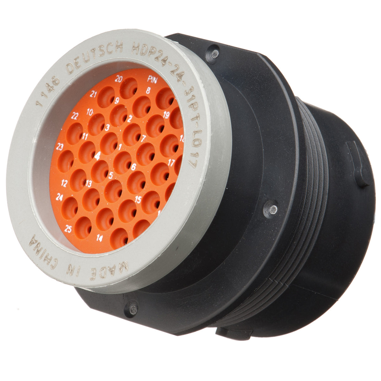 HDP24-24-31PT-L017 - HDP20 Series - 31 Pin Receptacle - 24 Shell, T Seal, Ring Adapter, Flange