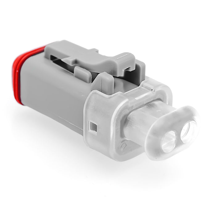 AT06-2S-LED1201 - AT Series - 2 Socket Plug - No Key, L.E.D. ,12V, Clear Endcap, Gray