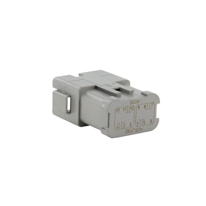 DT04-12PA-P030 - DT Series - 12 Pin Receptacle - A Key, Wedgelock included,  (4) 3 Pin Busses, Nickel Contacts, Gray