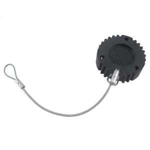 HDC16-9-E004-L47N - HD10 Series - Dust Cap for 9 Cavity Receptacle - Steel Lanyard, Black