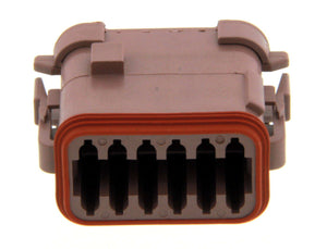 DT06-12SD-EP06 - DT Series - 12 Socket Plug - D Key, Enhanced Seal Retention, End Cap, Brown